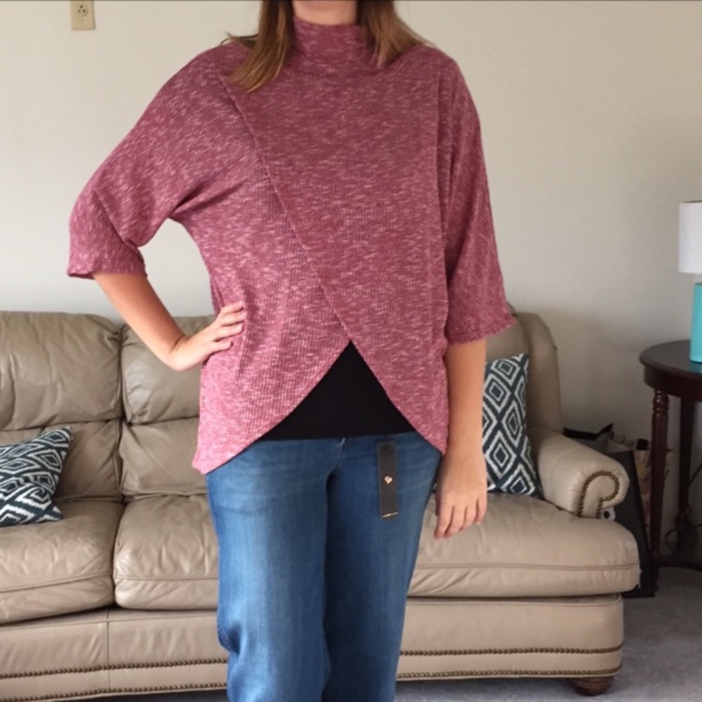 Puella mock turtleneck crossover top - Picture 2 of 2